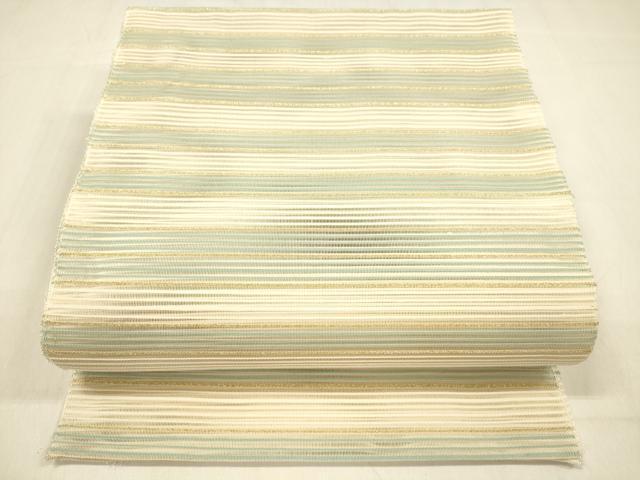 平和屋着物＊夏物 絽綴れ 八寸名古屋帯 横段文 金糸 正絹 逸品 DABB3626cm