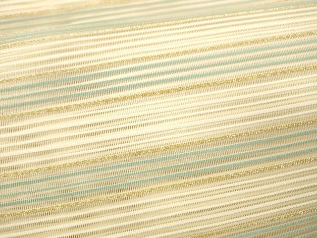 平和屋着物＊夏物 絽綴れ 八寸名古屋帯 横段文 金糸 正絹 逸品 DABB3626cm