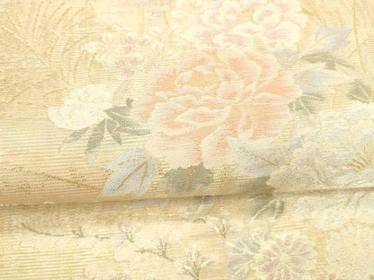 平和屋着物＊夏物 六通柄袋帯 菊花に桔梗 金銀糸 正絹 逸品 DABB3627cm