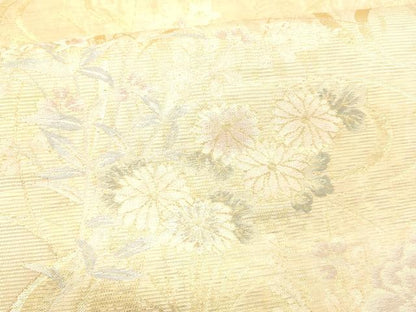平和屋着物＊夏物 六通柄袋帯 菊花に桔梗 金銀糸 正絹 逸品 DABB3627cm