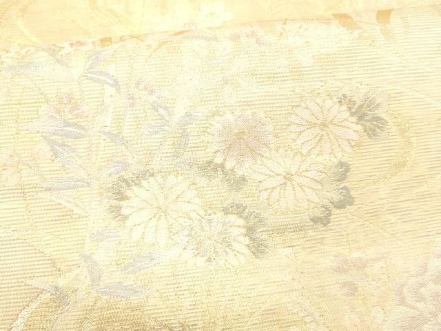 平和屋着物＊夏物 六通柄袋帯 菊花に桔梗 金銀糸 正絹 逸品 DABB3627cm
