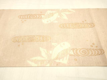 平和屋着物＊夏物 太鼓柄 京袋帯 紬地 流水文 金魚 正絹 逸品 DABB3628cm