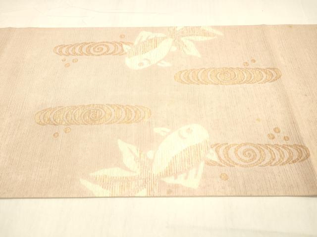 平和屋着物＊夏物 太鼓柄 京袋帯 紬地 流水文 金魚 正絹 逸品 DABB3628cm