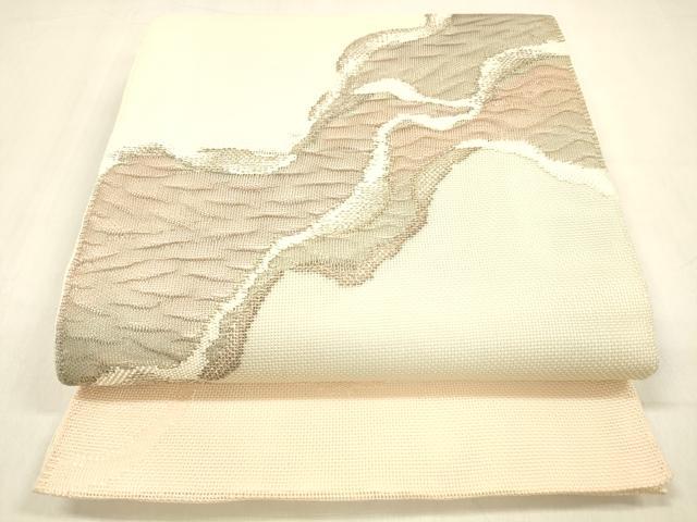 平和屋着物＊夏物 太鼓柄 本袋帯 流水文 銀糸 正絹 逸品 DABB3629cm