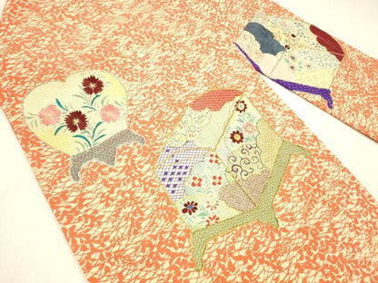 平和屋着物＊夏物 アンティーク 大正ロマン 中国三大刺繍 相良刺繍 九寸名古屋帯 手描き 駒刺繍 器物花文 金銀糸 正絹 逸品 DABB3630cm
