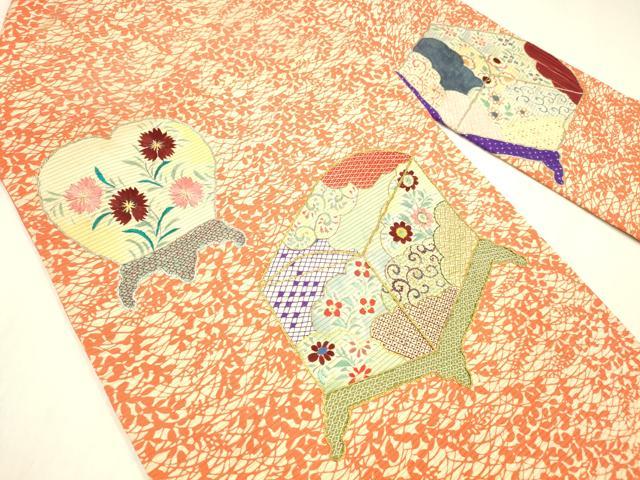 平和屋着物＊夏物 アンティーク 大正ロマン 中国三大刺繍 相良刺繍 九寸名古屋帯 手描き 駒刺繍 器物花文 金銀糸 正絹 逸品 DABB3630cm