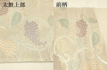 平和屋着物＊夏物 六通柄袋帯 唐織 薫風 葡萄蔦の葉文 金銀糸 正絹 逸品 DABB3635cm
