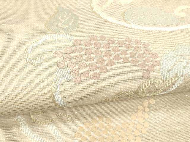 平和屋着物＊夏物 六通柄袋帯 唐織 薫風 葡萄蔦の葉文 金銀糸 正絹 逸品 DABB3635cm