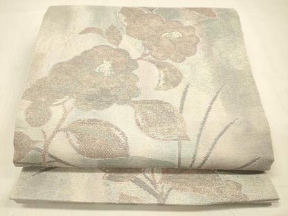 平和屋着物＊夏物 六通柄袋帯 草花文 金糸 正絹 逸品 DABB3636cm