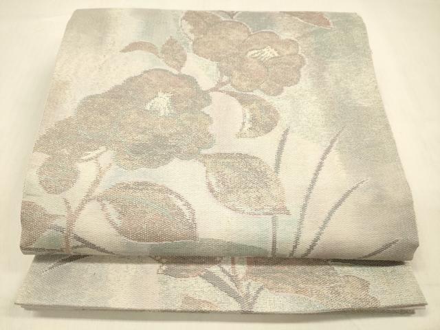平和屋着物＊夏物 六通柄袋帯 草花文 金糸 正絹 逸品 DABB3636cm