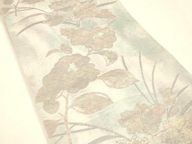 平和屋着物＊夏物 六通柄袋帯 草花文 金糸 正絹 逸品 DABB3636cm