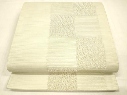 平和屋着物＊夏物 六通柄袋帯 市松文様 金銀糸 正絹 逸品 DABB3637cm