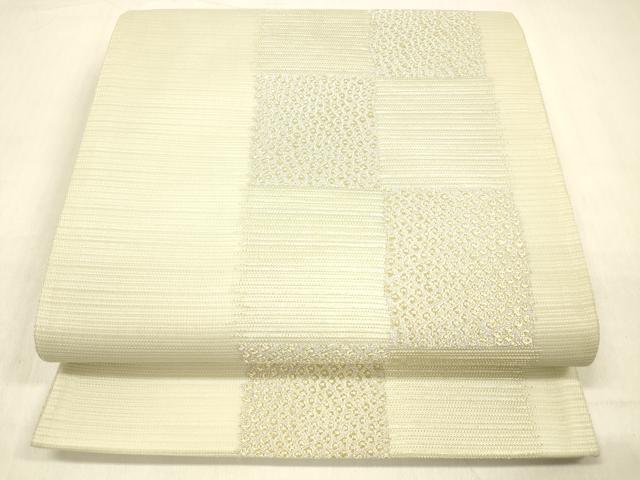 平和屋着物＊夏物 六通柄袋帯 市松文様 金銀糸 正絹 逸品 DABB3637cm