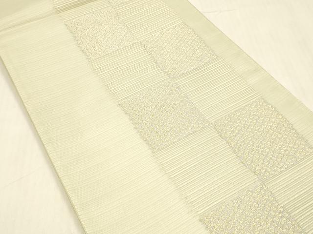 平和屋着物＊夏物 六通柄袋帯 市松文様 金銀糸 正絹 逸品 DABB3637cm