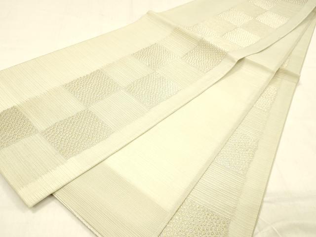 平和屋着物＊夏物 六通柄袋帯 市松文様 金銀糸 正絹 逸品 DABB3637cm