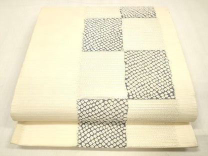 平和屋着物＊夏物 六通柄袋帯 唐織 市松文様 銀糸 正絹 逸品 DABB3638cm