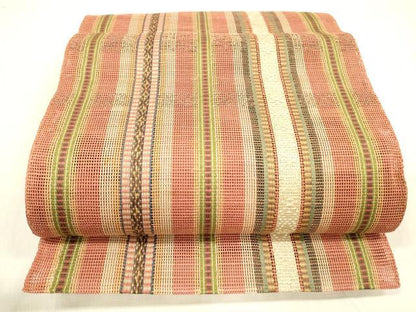 平和屋着物＊夏物 八寸名古屋帯 間道 正絹 逸品 DABB3639cm