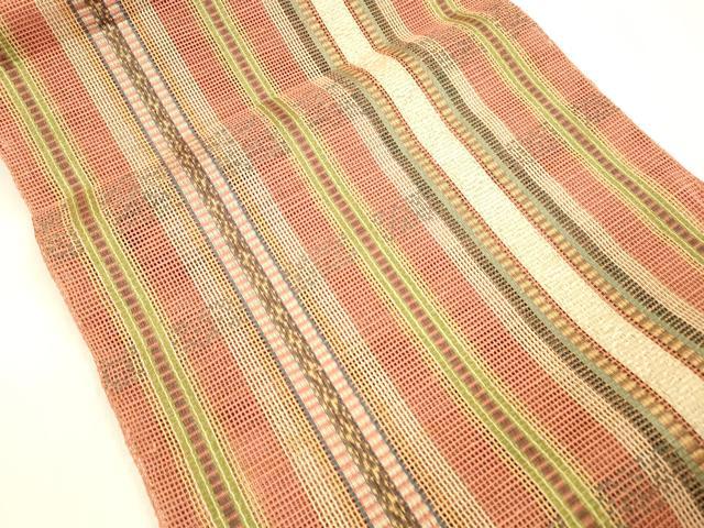平和屋着物＊夏物 八寸名古屋帯 間道 正絹 逸品 DABB3639cm