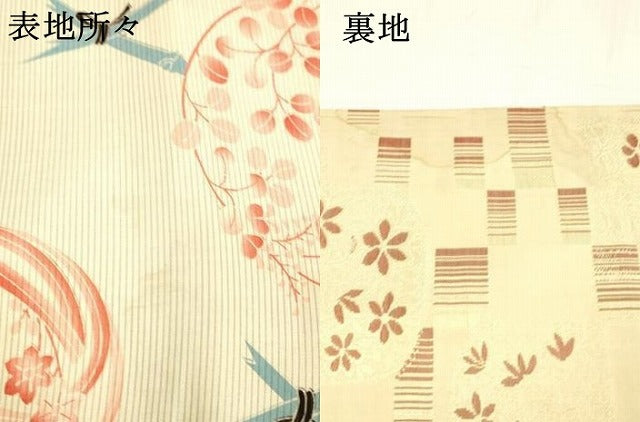 平和屋着物＊夏物 アンティーク 大正ロマン 全通柄 京袋帯 絽 草花文 正絹 逸品 DABB3641cm