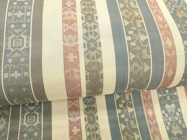 平和屋着物＊夏物 八寸名古屋帯 抽象間道 金糸 正絹 逸品 DABB3643cm