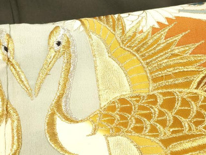 平和屋着物■豪華黒留袖 刺繍 向かい鶴花文 金銀彩 正絹 逸品 DABB3645cm