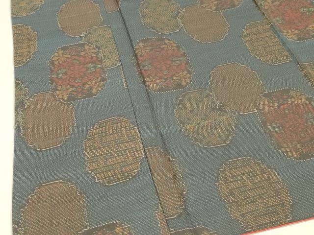 平和屋着物■本場大島紬 抽象花文 正絹 逸品 DABB3652cm
