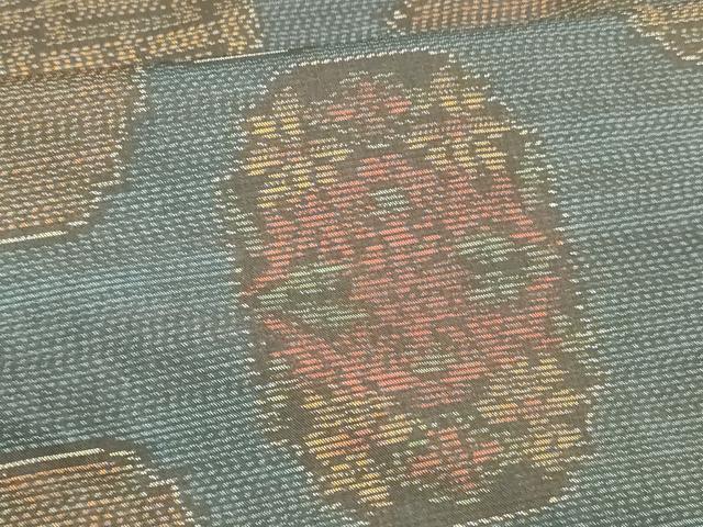 平和屋着物■本場大島紬 抽象花文 正絹 逸品 DABB3652cm