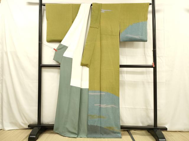 平和屋着物■訪問着 作家物 霞文 鬼しぼ縮緬 正絹 逸品 DABB3663cm