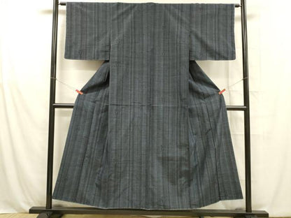 平和屋着物■結城紬　間道　正絹　逸品　DABB3673cm