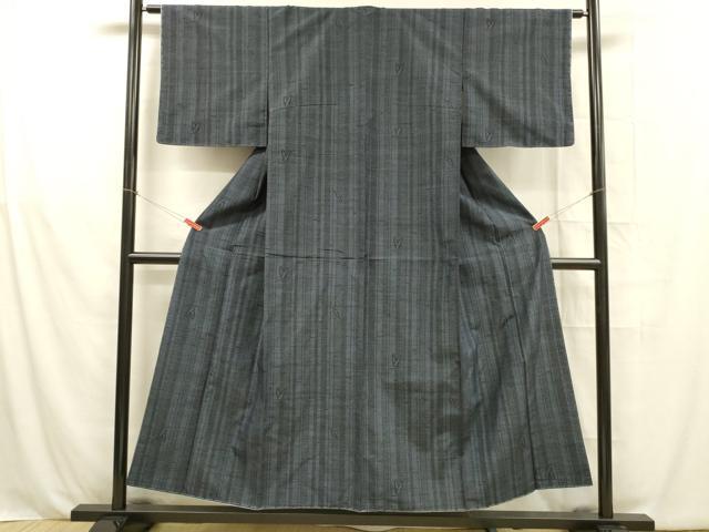 平和屋着物■結城紬　間道　正絹　逸品　DABB3673cm