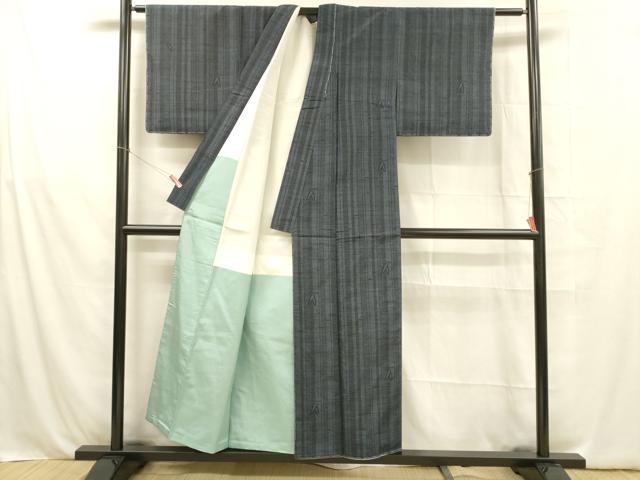 平和屋着物■結城紬　間道　正絹　逸品　DABB3673cm