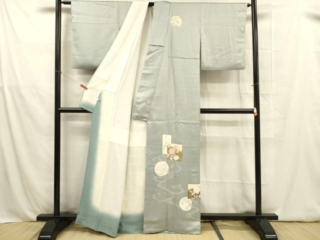 平和屋着物■訪問着 草花文 金彩 反端付き 正絹 逸品 DABB3682cm