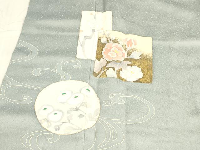 平和屋着物■訪問着 草花文 金彩 反端付き 正絹 逸品 DABB3682cm