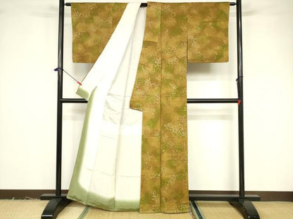平和屋着物■上質な小紋 草花文 暈し染め 正絹 逸品 未使用 DABB3694cm