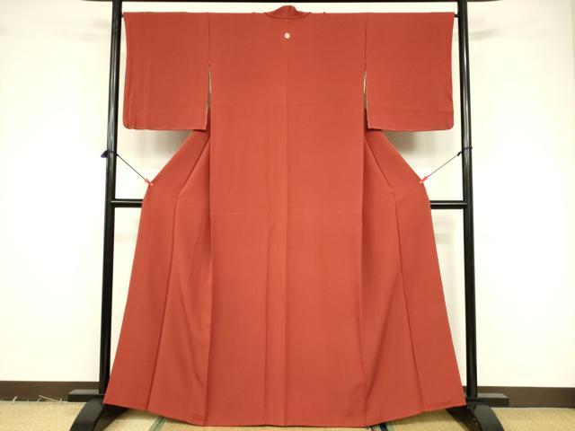 平和屋着物■上質な色無地 茜色 正絹 逸品 DABB3698cm