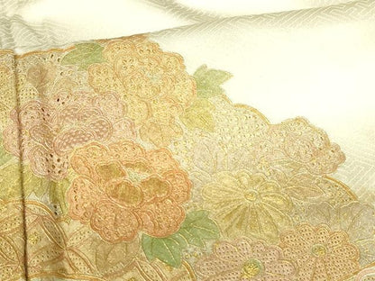 平和屋着物■中国三大刺繍 スワトウ刺繍 汕頭刺繍 訪問着 流水扇面花文 金彩 正絹 逸品 DABB3702cm