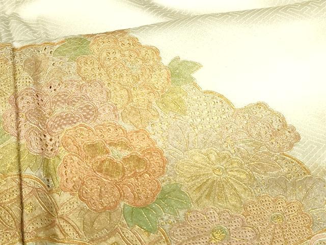平和屋着物■中国三大刺繍 スワトウ刺繍 汕頭刺繍 訪問着 流水扇面花文 金彩 正絹 逸品 DABB3702cm