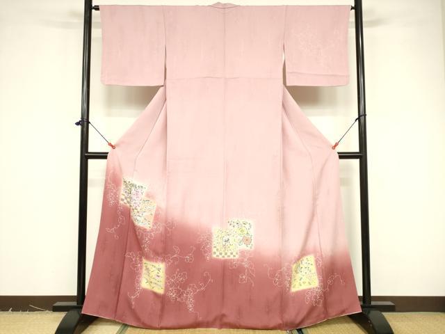 平和屋着物■訪問着 露草花文 暈し 金彩 正絹 逸品 DABB3716cm