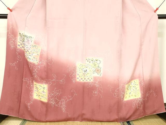平和屋着物■訪問着 露草花文 暈し 金彩 正絹 逸品 DABB3716cm