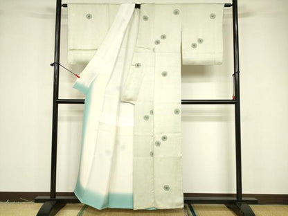 平和屋着物■上質な小紋 絞り 丸文 正絹 逸品 DABB3718cm