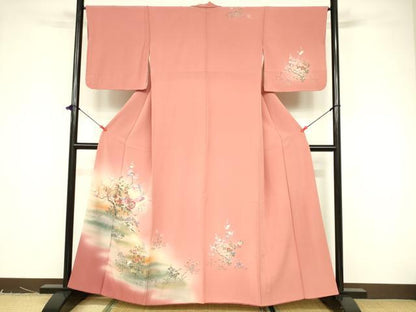 平和屋着物■訪問着 楽器花鳥文 暈し染め 金彩 正絹 逸品 DABB3724cm