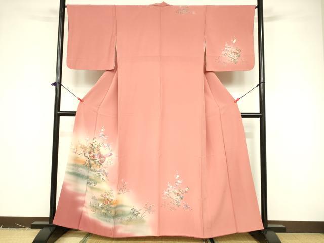 平和屋着物■訪問着 楽器花鳥文 暈し染め 金彩 正絹 逸品 DABB3724cm