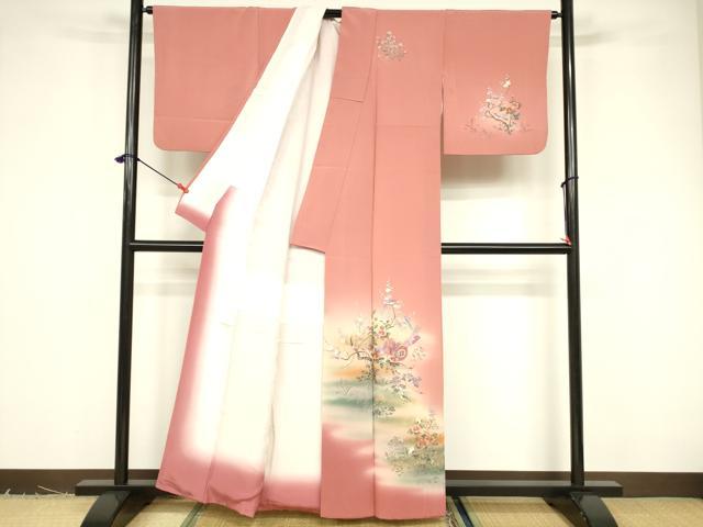 平和屋着物■訪問着 楽器花鳥文 暈し染め 金彩 正絹 逸品 DABB3724cm