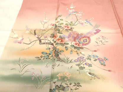 平和屋着物■訪問着 楽器花鳥文 暈し染め 金彩 正絹 逸品 DABB3724cm