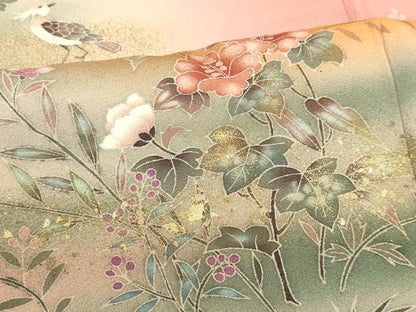 平和屋着物■訪問着 楽器花鳥文 暈し染め 金彩 正絹 逸品 DABB3724cm