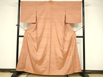 平和屋着物■上質な紬　黄丹色　正絹　逸品　DABB3726cm