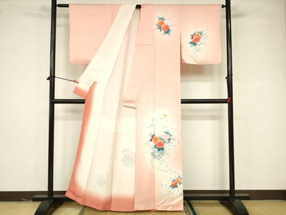 平和屋着物■訪問着 草花文 暈し染め 正絹 逸品 DABB3741cm