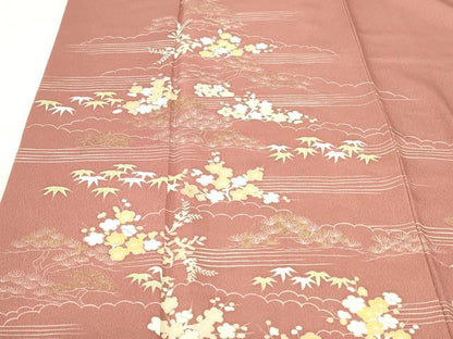 平和屋着物■訪問着 松竹梅 金彩 正絹 逸品 DABB3743cm