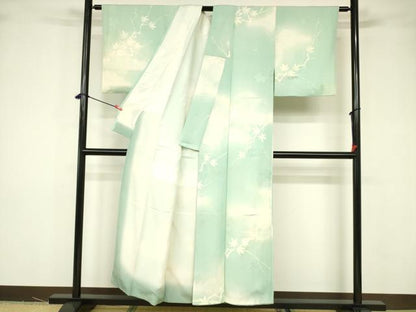 平和屋着物■上質な小紋 枝葉文 暈し染め 正絹 逸品 DABB3744cm