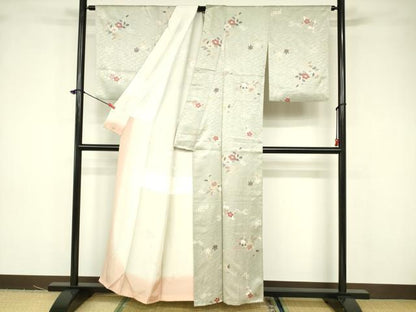 平和屋着物■上質な小紋 枝花文 金彩 三越扱い 正絹 逸品 DABB3745cm